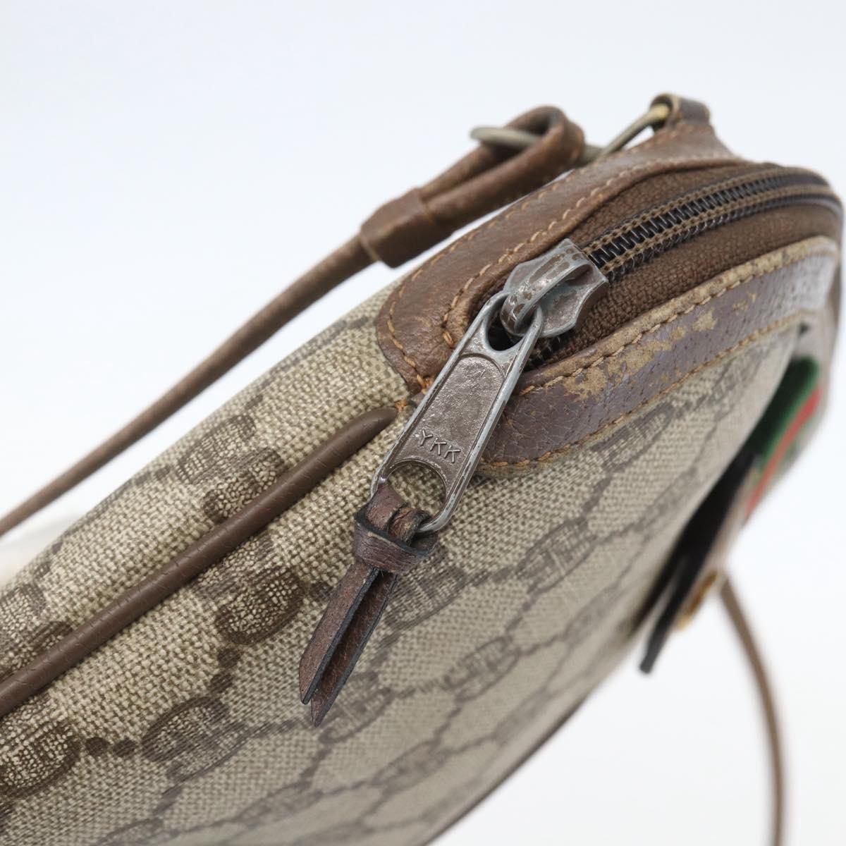 GUCCI GG Supreme Web Sherry Line Bag PVC Beige Gold 904 02 047 Auth 157335