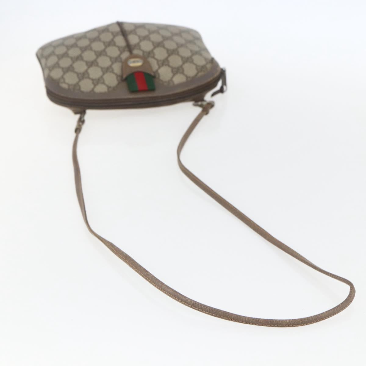 GUCCI GG Supreme Web Sherry Line Bag PVC Beige Gold 904 02 047 Auth 157335