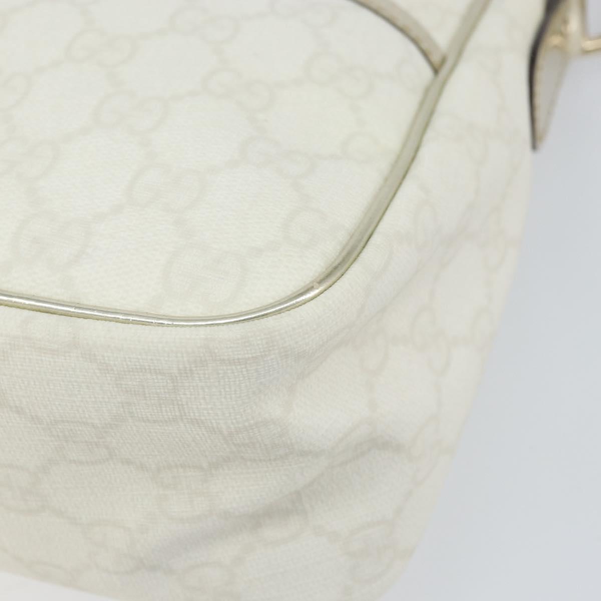 GUCCI GG Supreme Hand Bag PVC Leather White Gold 190258 Auth 157336