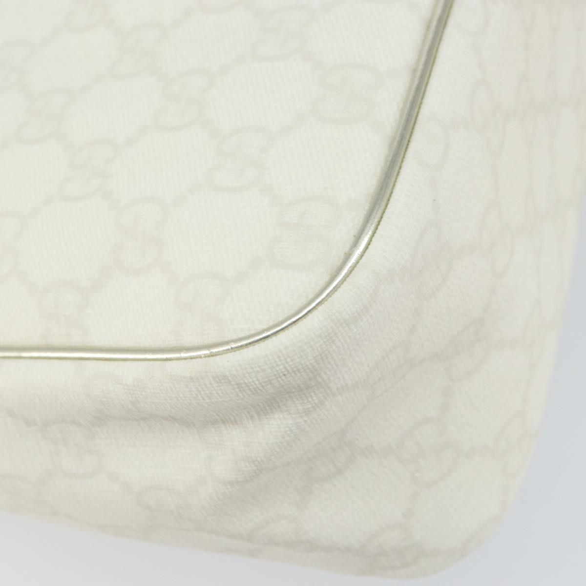 GUCCI GG Supreme Hand Bag PVC Leather White Gold 190258 Auth 157336