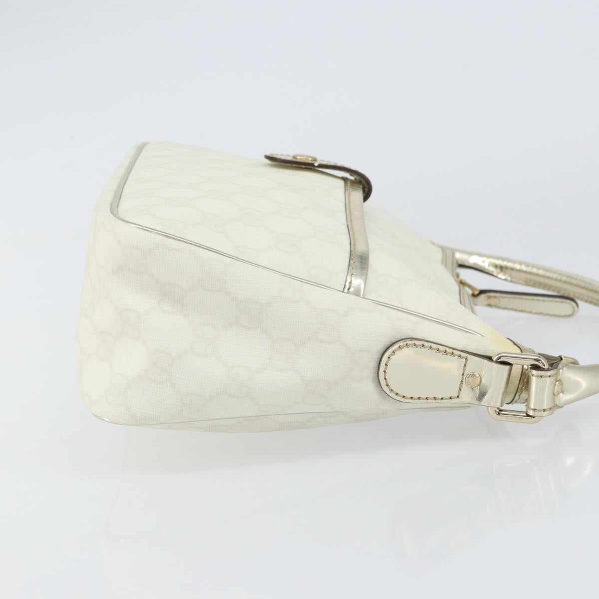 GUCCI GG Supreme Hand Bag PVC Leather White Gold 190258 Auth 157336