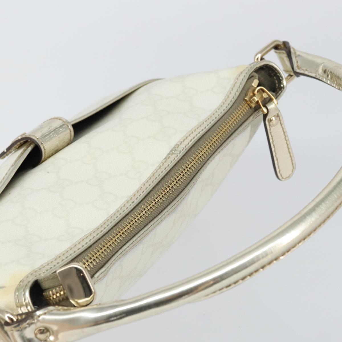 GUCCI GG Supreme Hand Bag PVC Leather White Gold 190258 Auth 157336