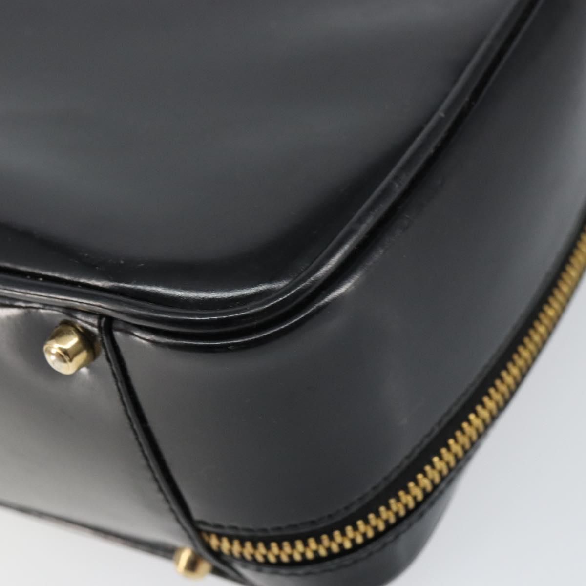 GUCCI Bamboo Hand Bag Enamel Black Gold 000 2122 0565 Auth 157337