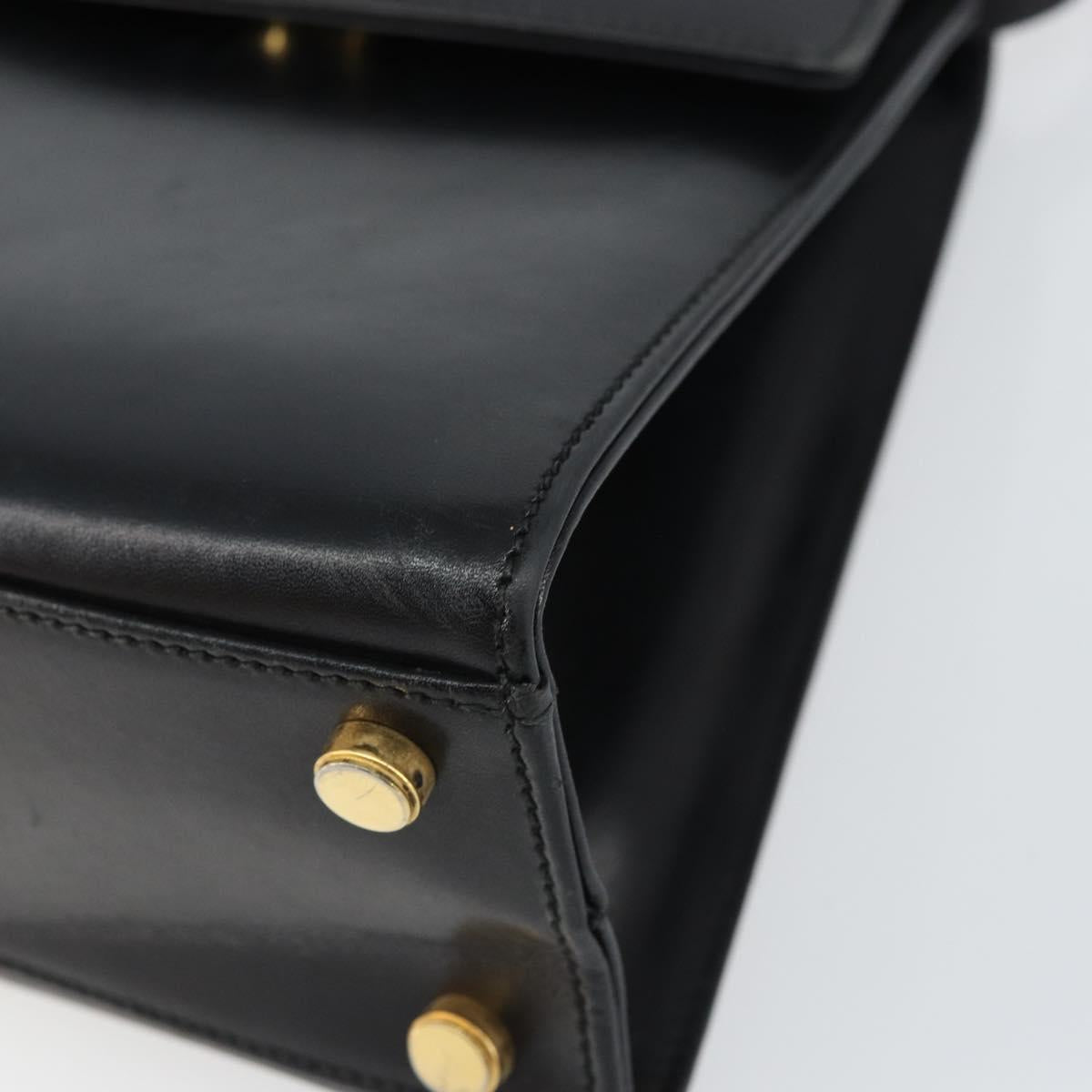 Salvatore Ferragamo Gancini Hand Bag Leather 2way Black Gold Auth 157338
