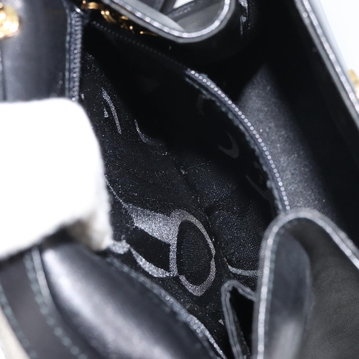 Salvatore Ferragamo Gancini Hand Bag Leather 2way Black Gold Auth 157338