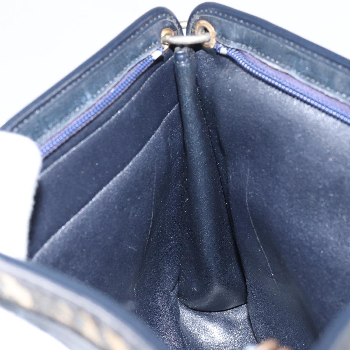 Christian Dior Trotter Canvas Shoulder Bag Navy Gold Auth 157344