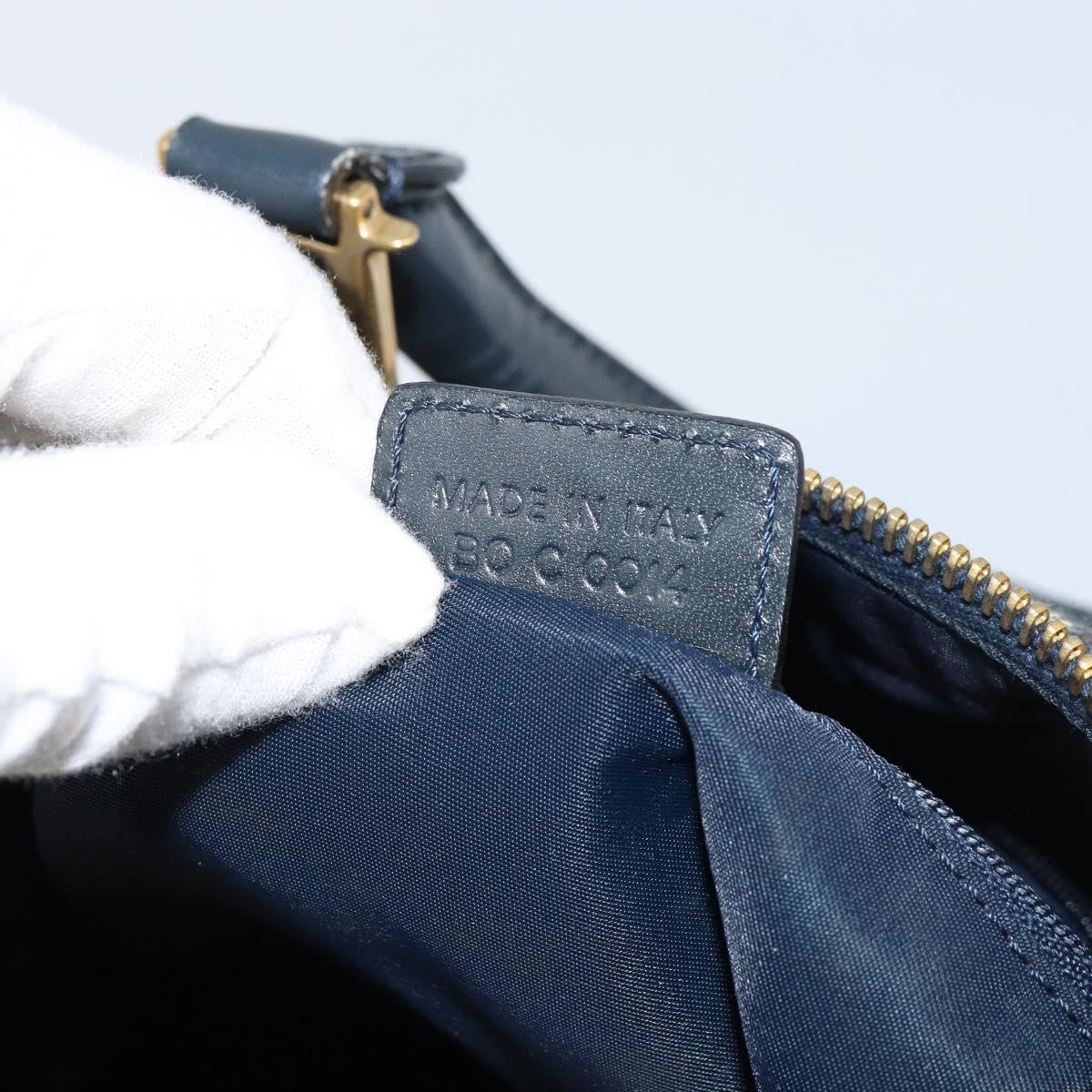 Christian Dior Trotter Canvas Mini Boston Bag Navy Gold Auth 157345