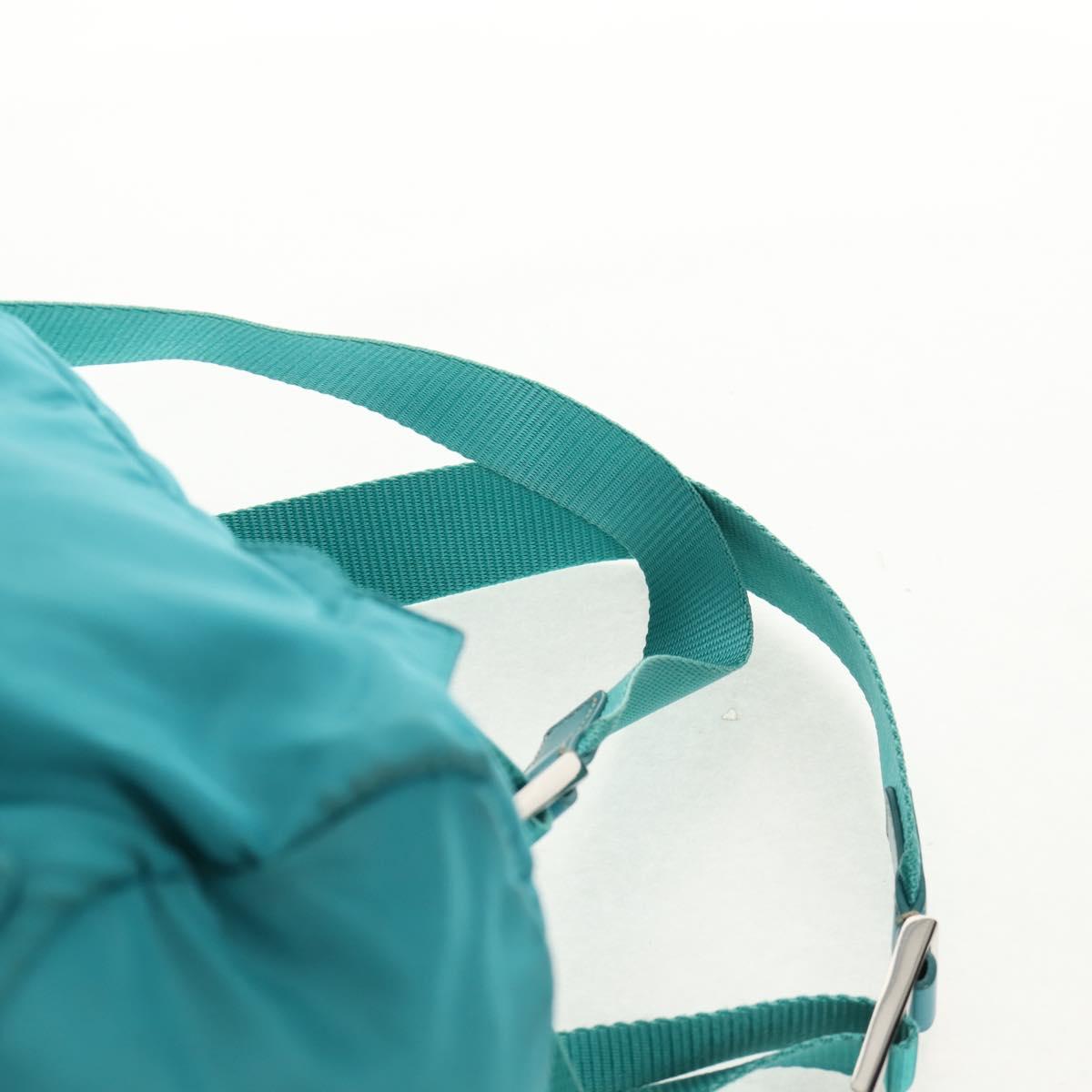 PRADA Backpack Nylon Turquoise Blue Silver Auth 157362V