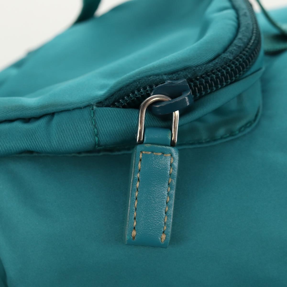 PRADA Backpack Nylon Turquoise Blue Silver Auth 157362V