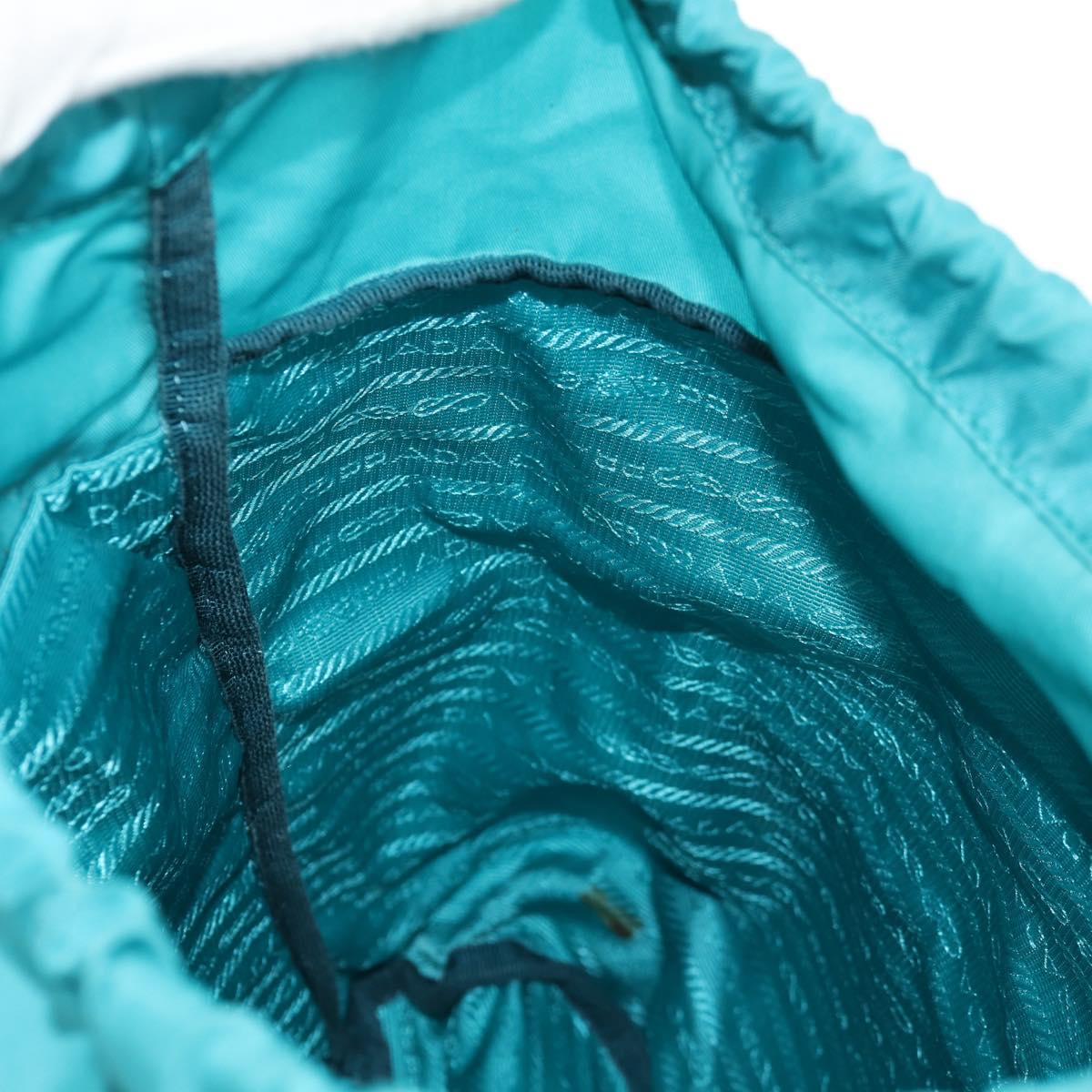 PRADA Backpack Nylon Turquoise Blue Silver Auth 157362V