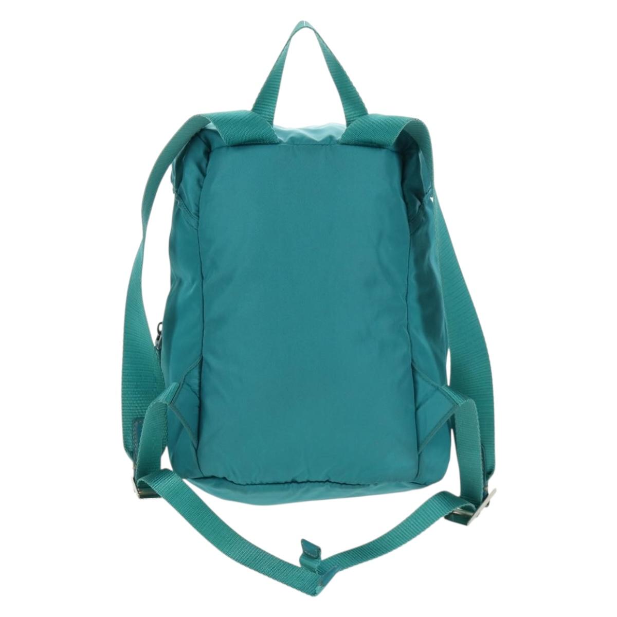 PRADA Backpack Nylon Turquoise Blue Silver Auth 157362V