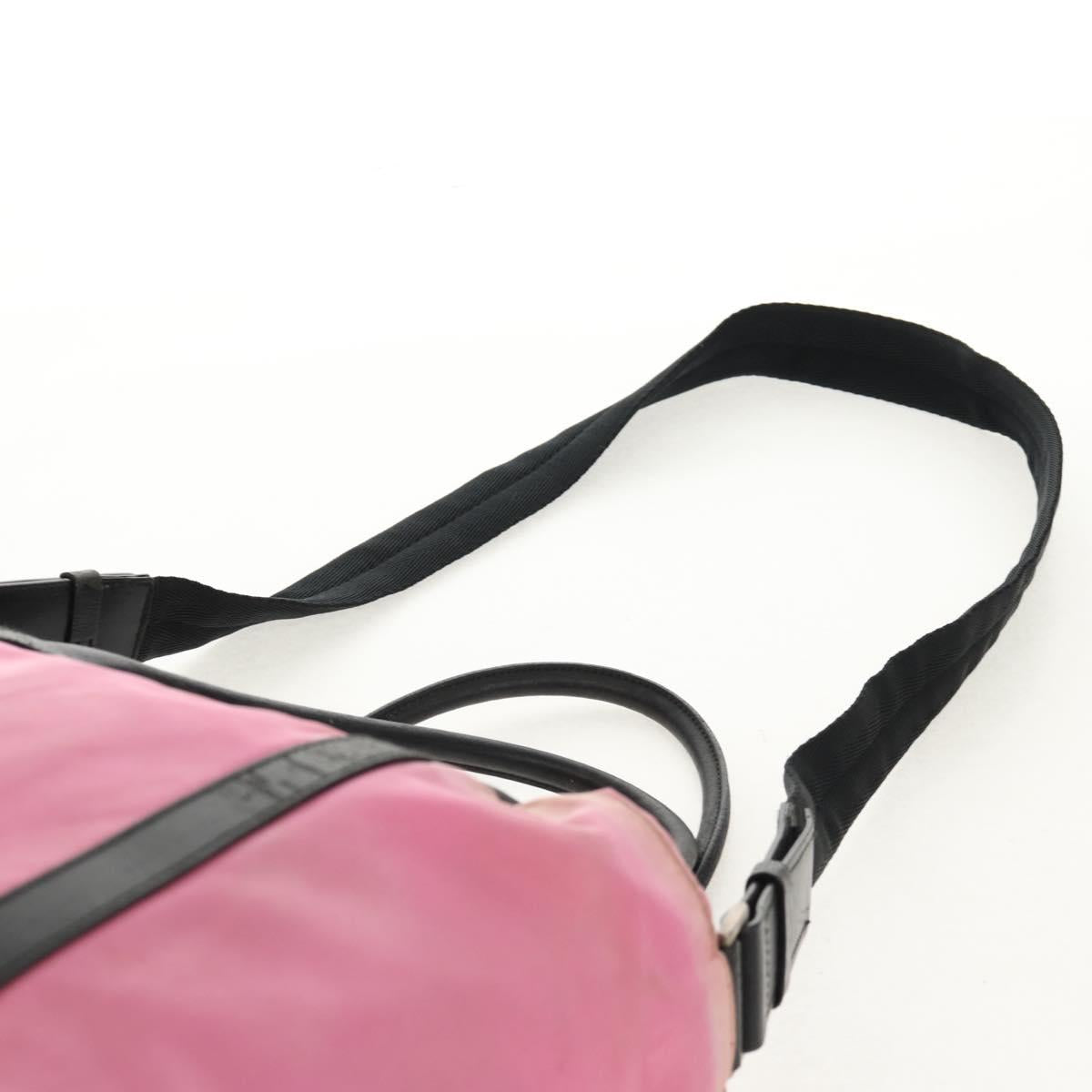 PRADA Hand Bag Nylon Leather 2way Pink Black Auth 157377