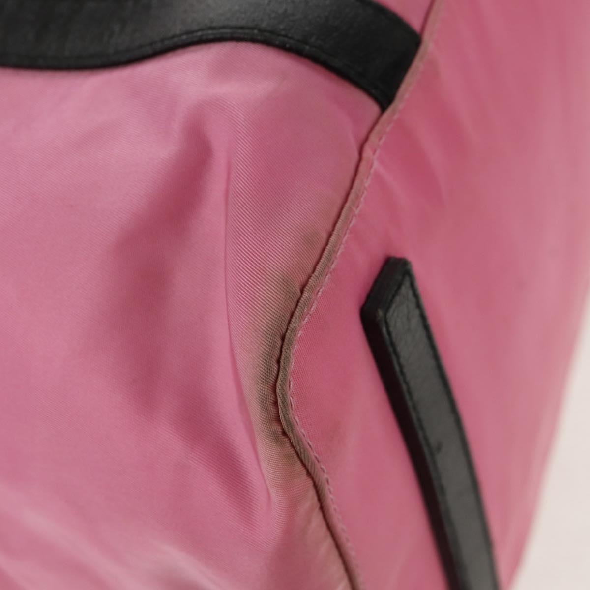 PRADA Hand Bag Nylon Leather 2way Pink Black Auth 157377