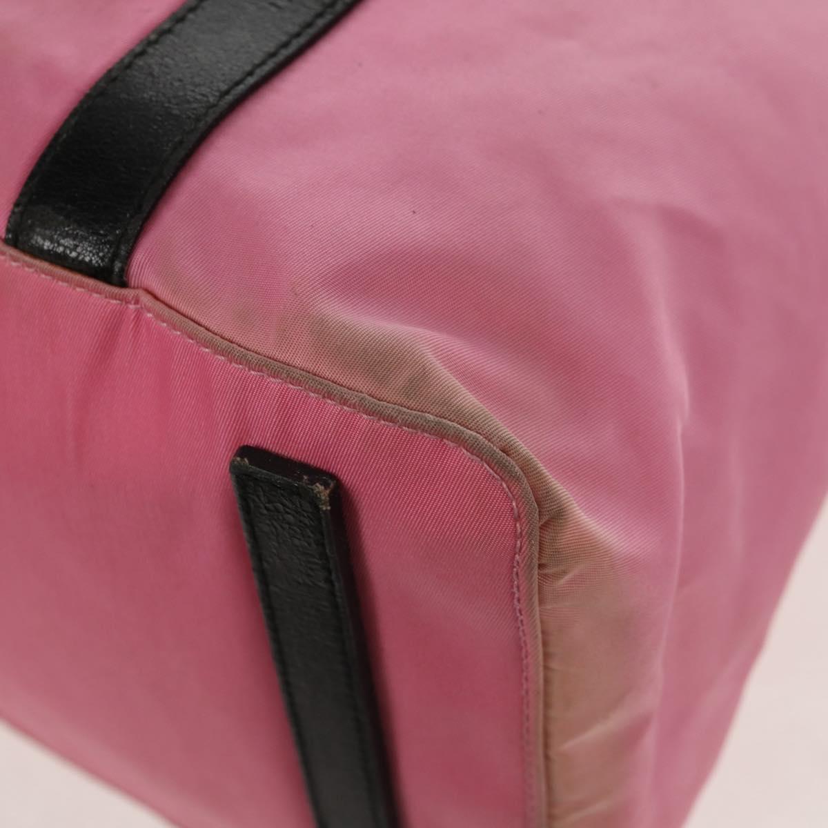 PRADA Hand Bag Nylon Leather 2way Pink Black Auth 157377