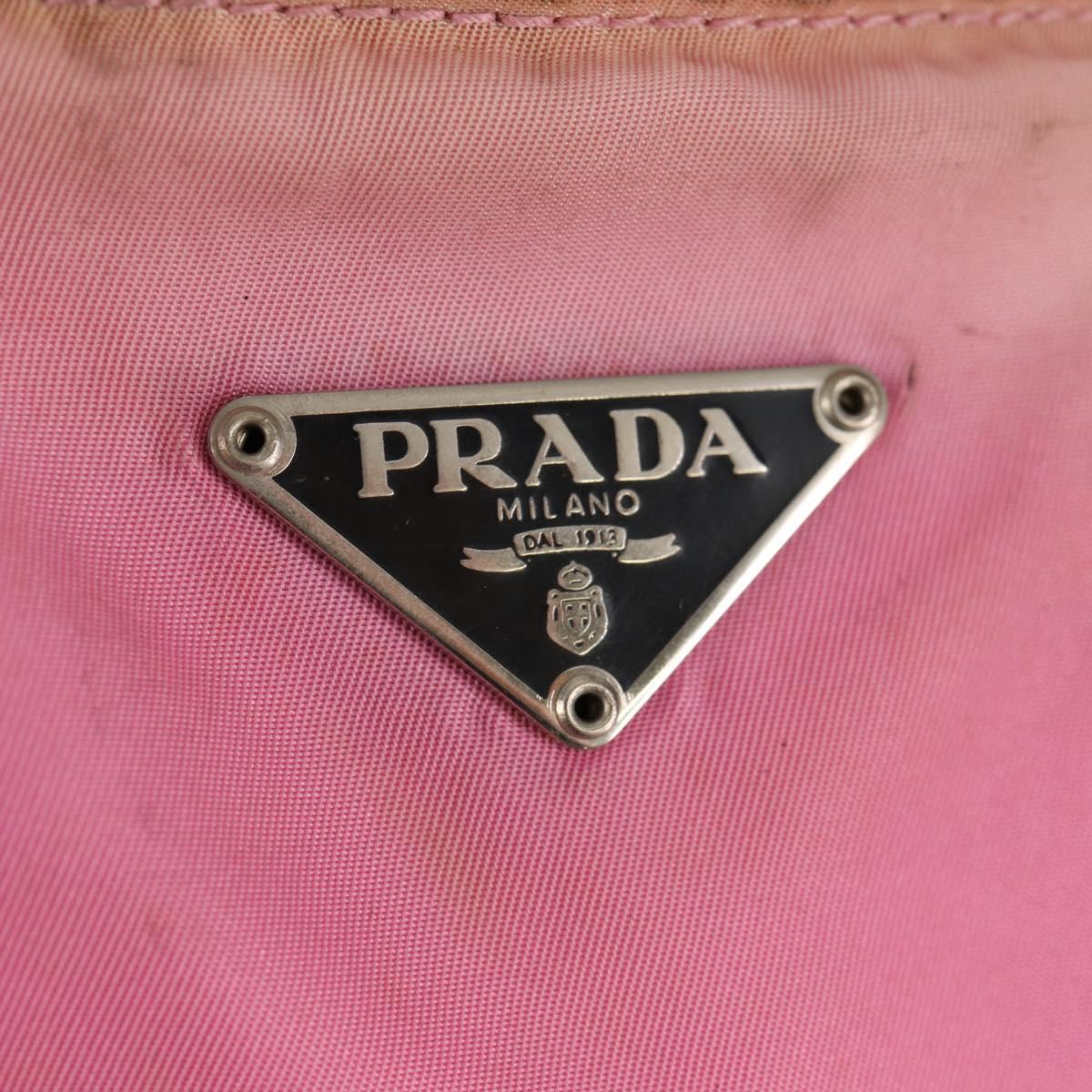 PRADA Hand Bag Nylon Leather 2way Pink Black Auth 157377