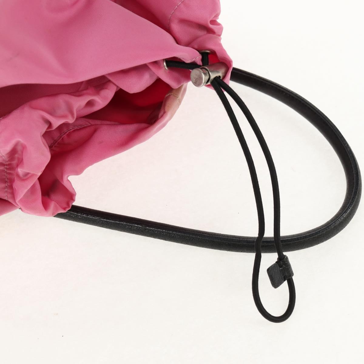 PRADA Hand Bag Nylon Leather 2way Pink Black Auth 157377