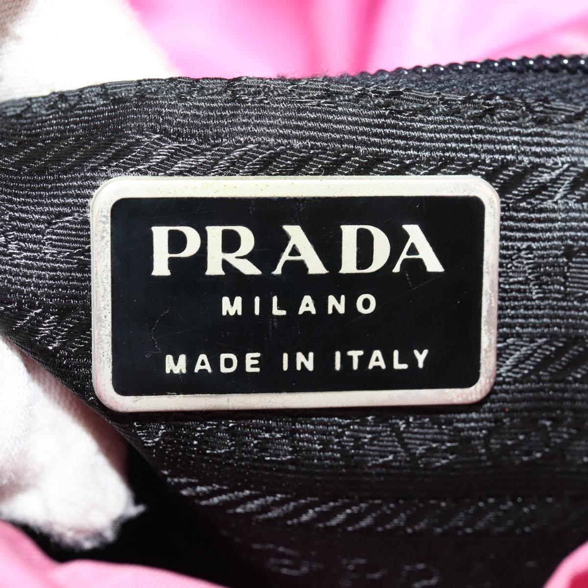 PRADA Hand Bag Nylon Leather 2way Pink Black Auth 157377