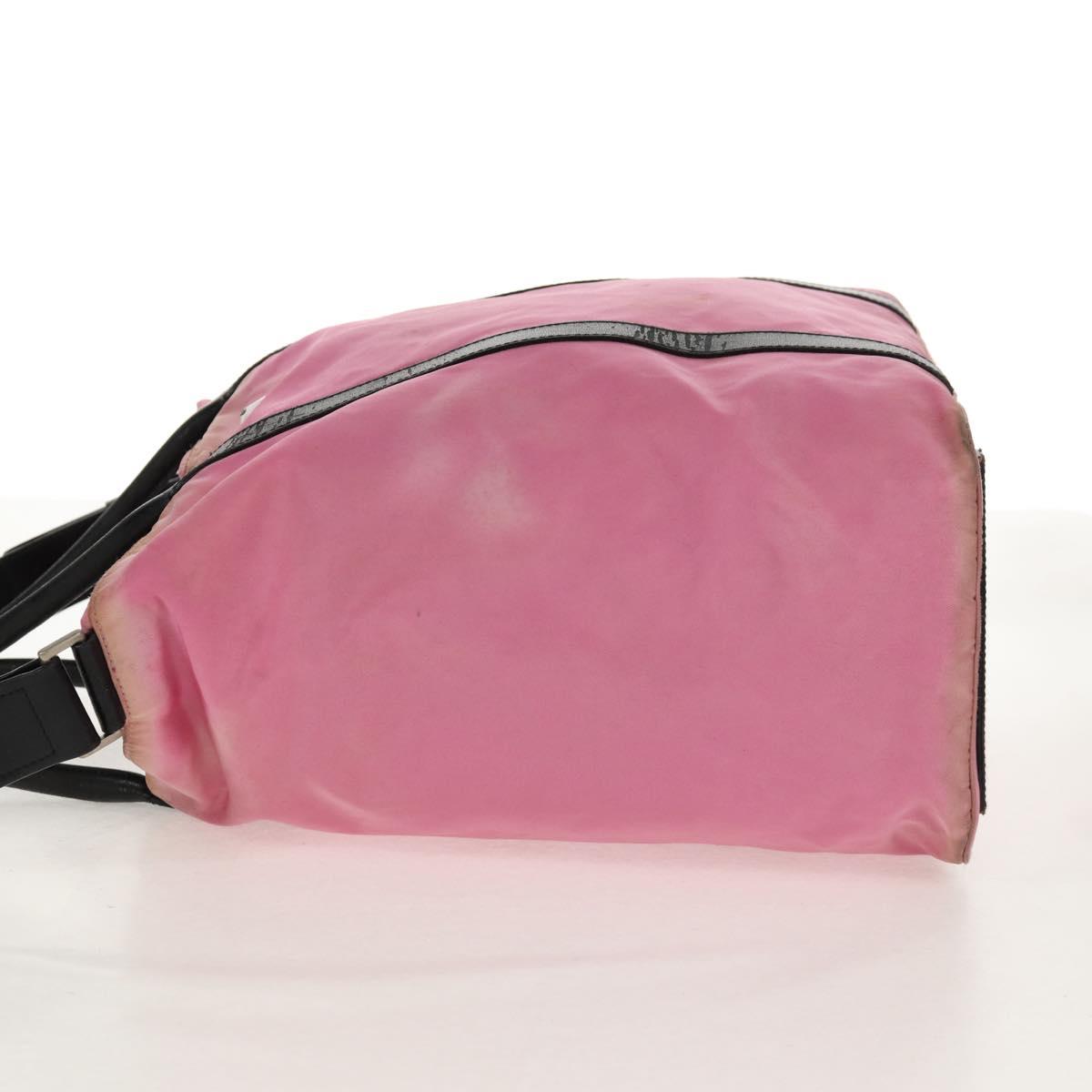 PRADA Hand Bag Nylon Leather 2way Pink Black Auth 157377