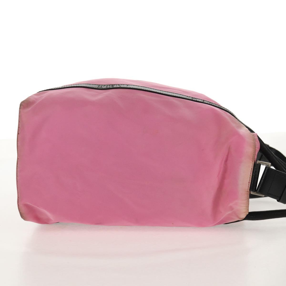 PRADA Hand Bag Nylon Leather 2way Pink Black Auth 157377