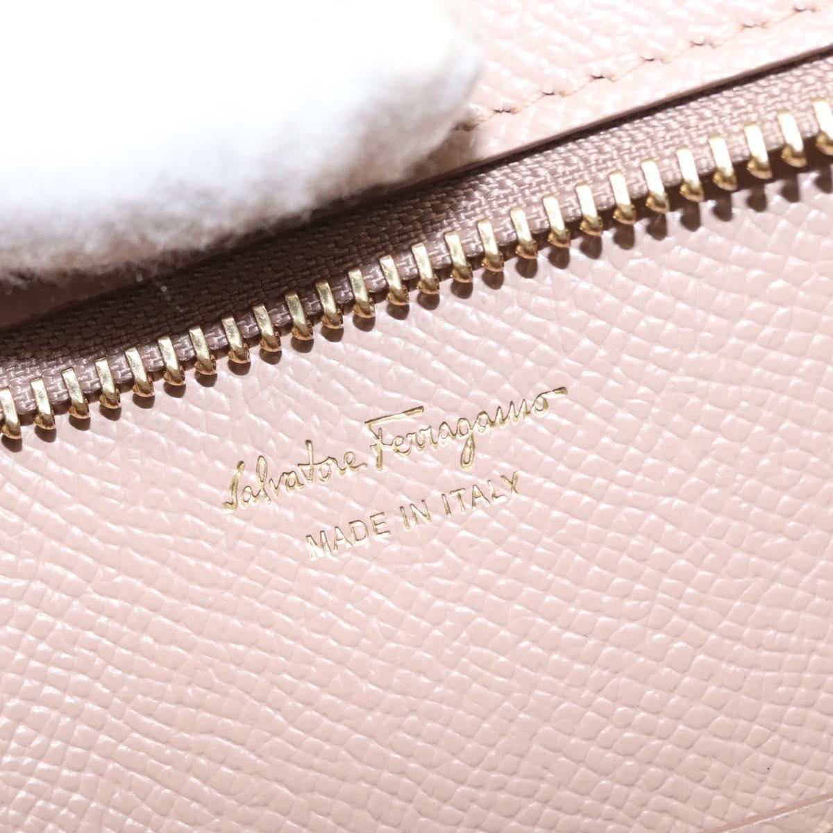 Salvatore Ferragamo Vala Tote Bag Leather Gold Pink Beige Auth 157381