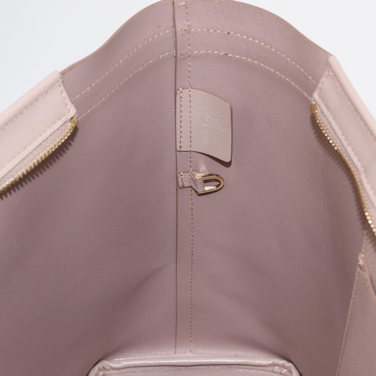 Salvatore Ferragamo Vala Tote Bag Leather Gold Pink Beige Auth 157381