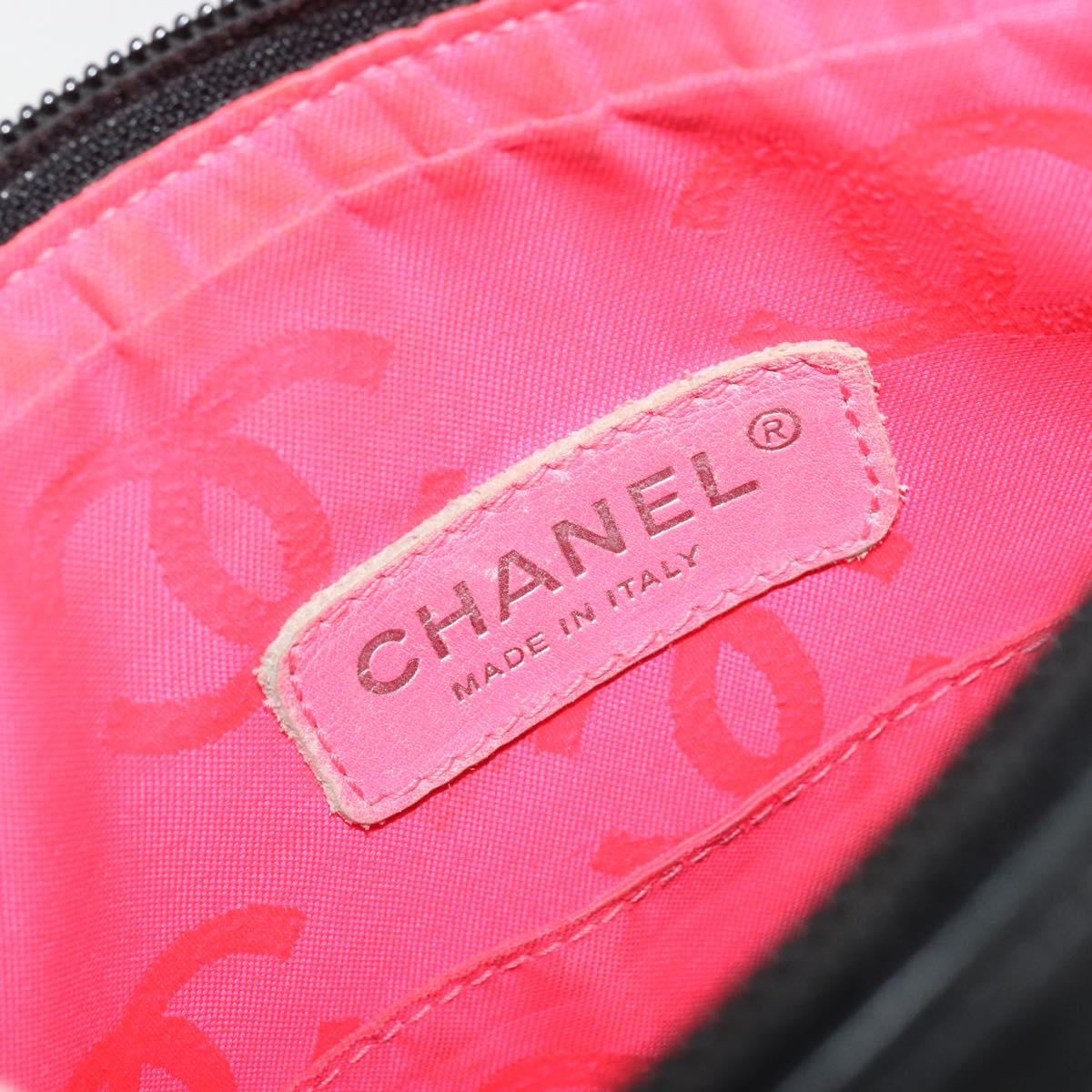 CHANEL Matelasse Cambon Line Shoulder Bag Calf Skin Black Silver CC Auth 157389A