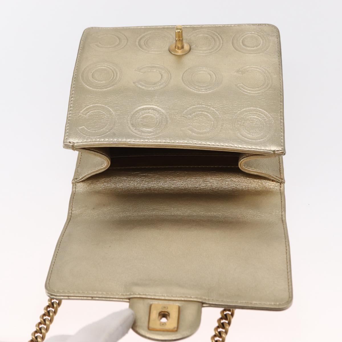 CHANEL Chain Shoulder Bag Lamb Skin Gold CC Auth 157390SAV