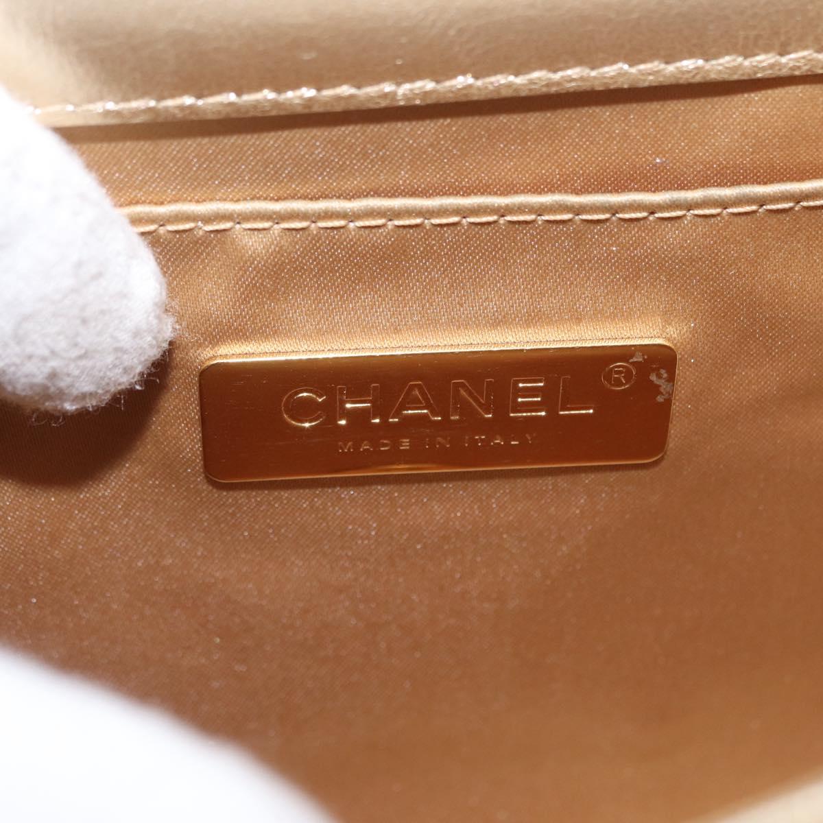 CHANEL Chain Shoulder Bag Lamb Skin Gold CC Auth 157390SAV