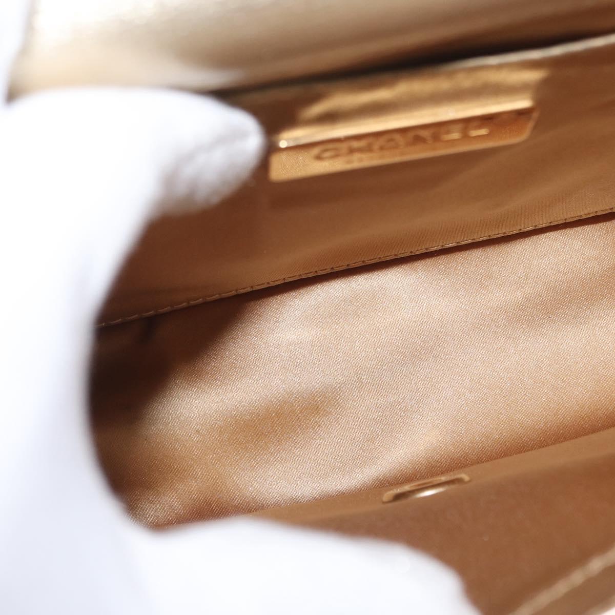 CHANEL Chain Shoulder Bag Lamb Skin Gold CC Auth 157390SAV