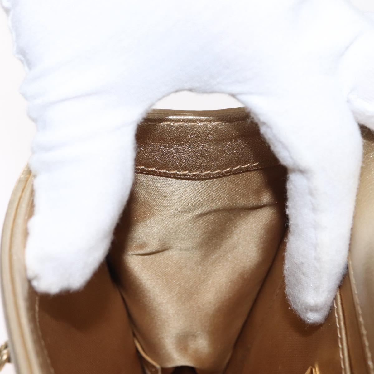 CHANEL Chain Shoulder Bag Lamb Skin Gold CC Auth 157390SAV