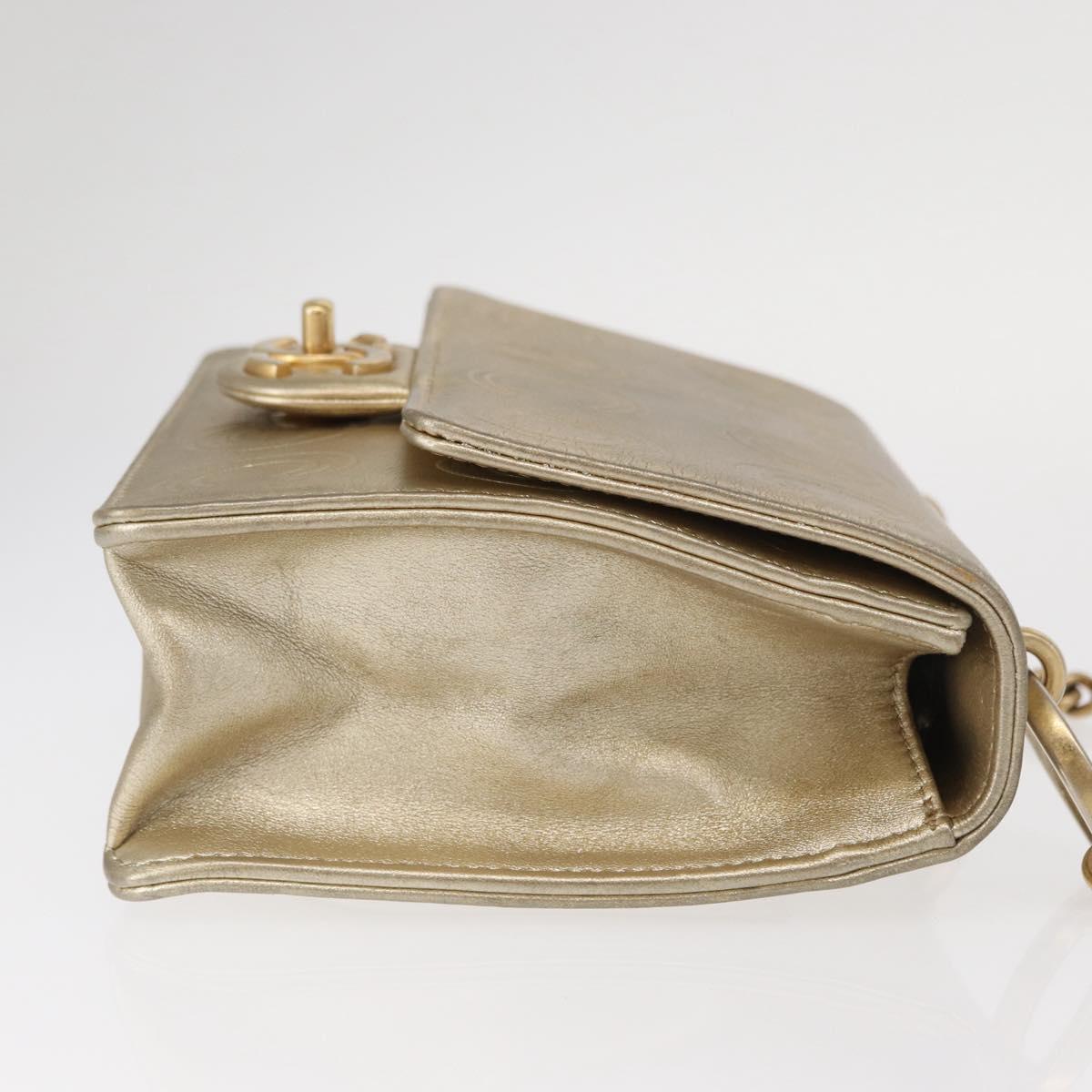 CHANEL Chain Shoulder Bag Lamb Skin Gold CC Auth 157390SAV