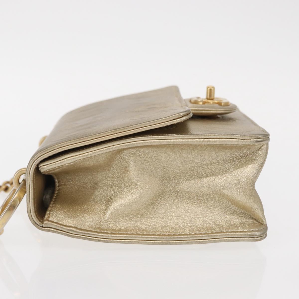 CHANEL Chain Shoulder Bag Lamb Skin Gold CC Auth 157390SAV