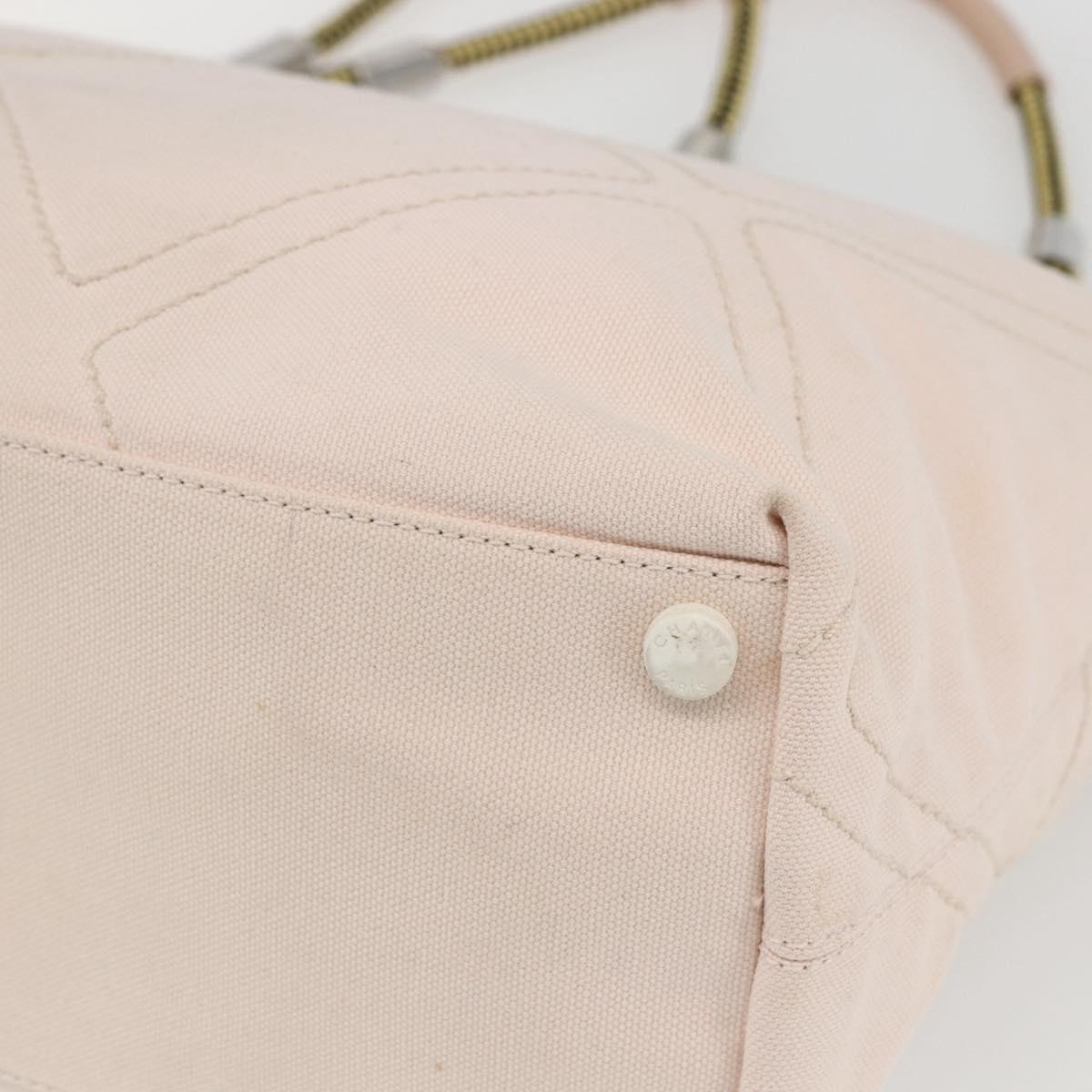 CHANEL Tote Bag Canvas Pink Silver CC Auth 157397V