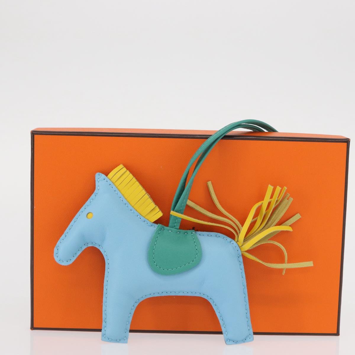 HERMES Rodeo Charm MM Charm Leather Light Blue Auth 157414SAM
