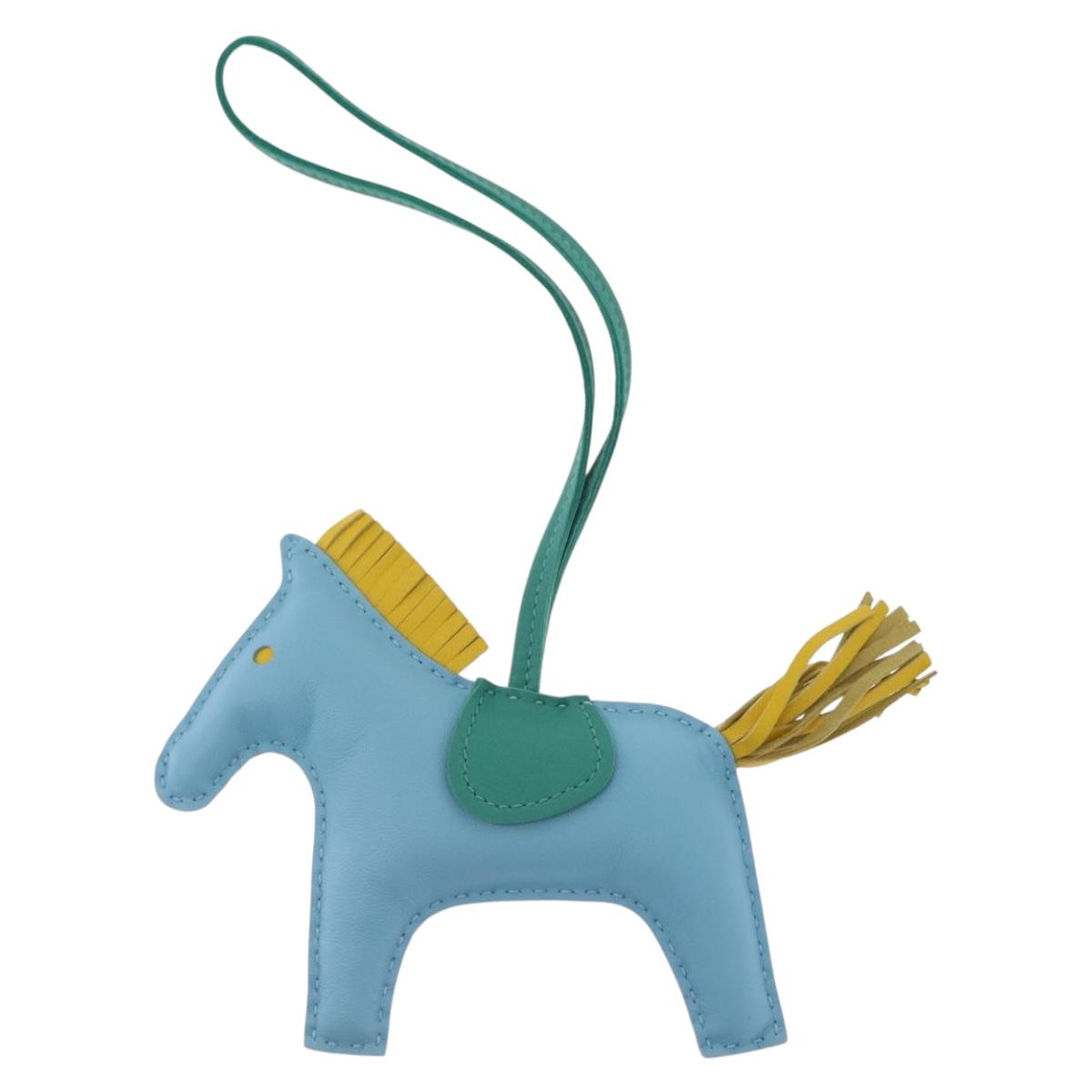 HERMES Rodeo Charm MM Charm Leather Light Blue Auth 157414SAM