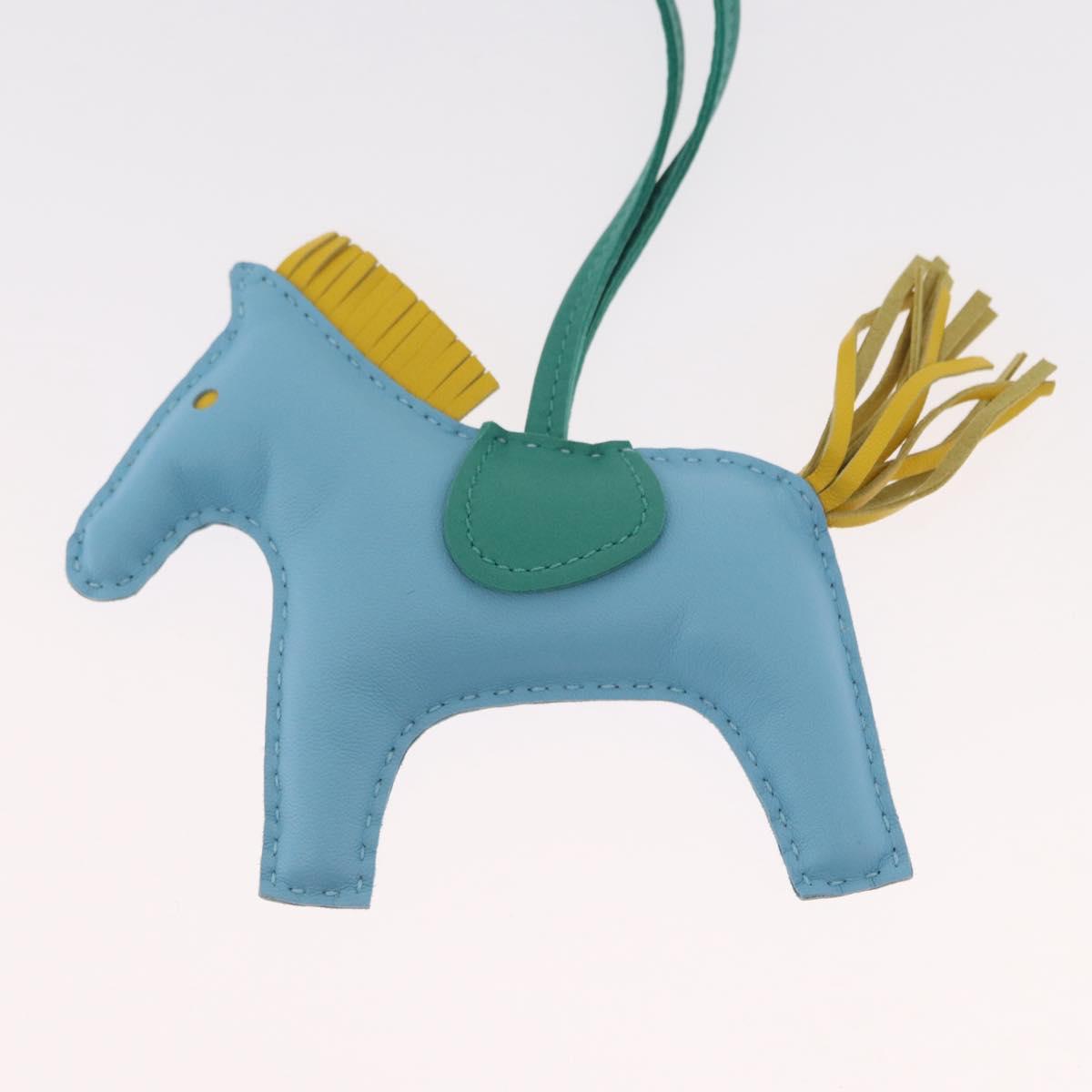 HERMES Rodeo Charm MM Charm Leather Light Blue Auth 157414SAM
