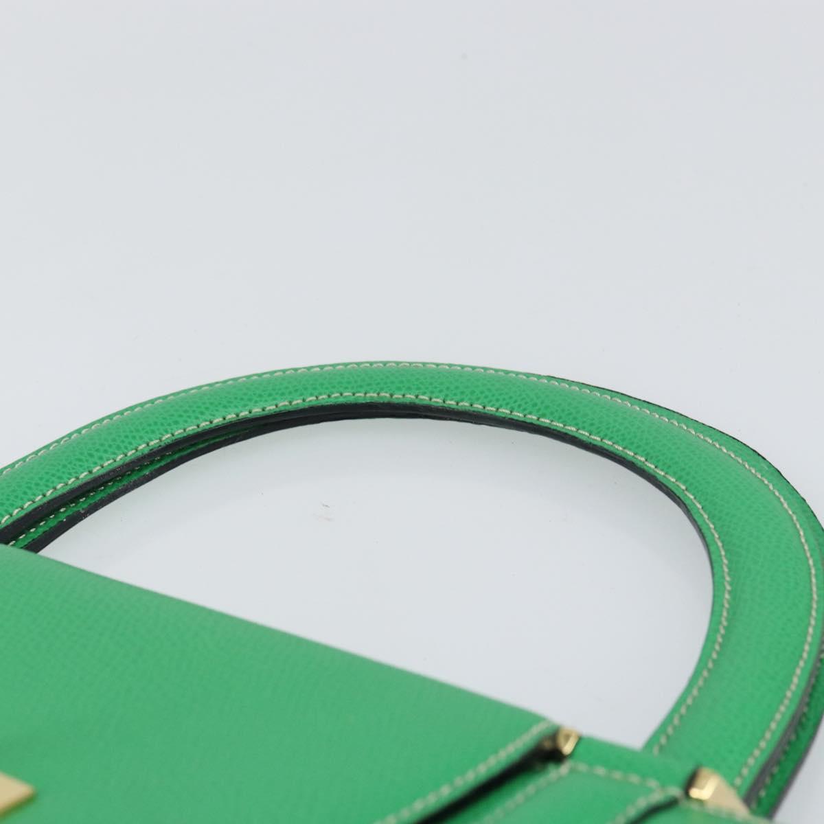 BALLY Hand Bag Leather Green Gold Auth 157455