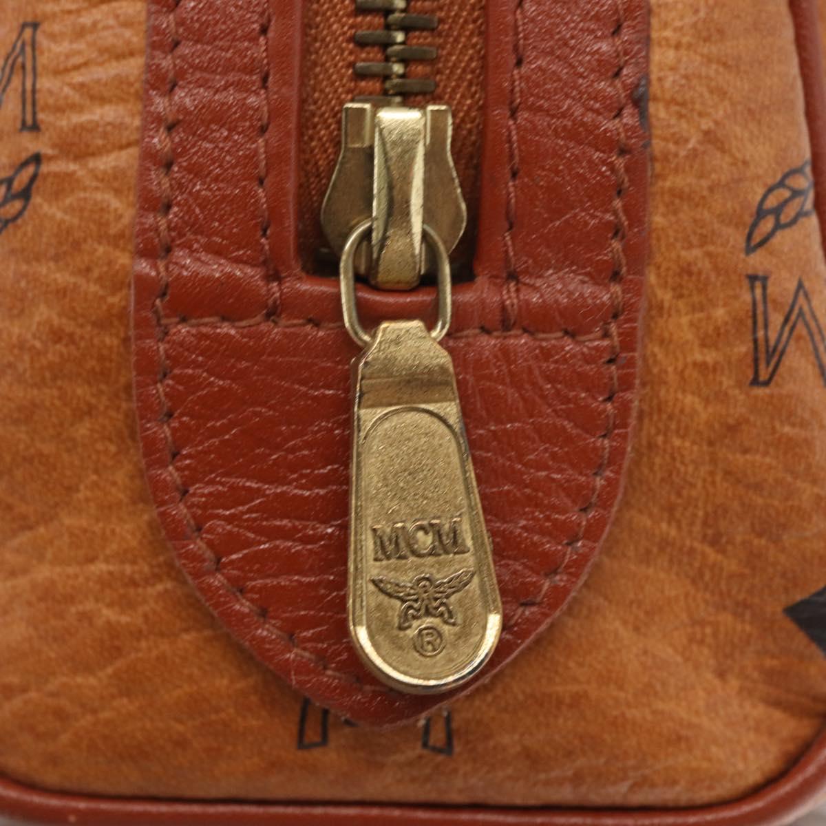 MCM Vicetos Logogram mini Hand Bag PVC Leather 2way Brown Gold Auth 157456