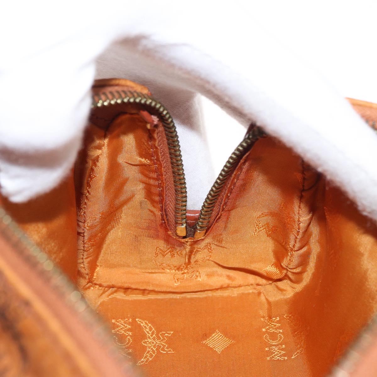 MCM Vicetos Logogram mini Hand Bag PVC Leather 2way Brown Gold Auth 157456
