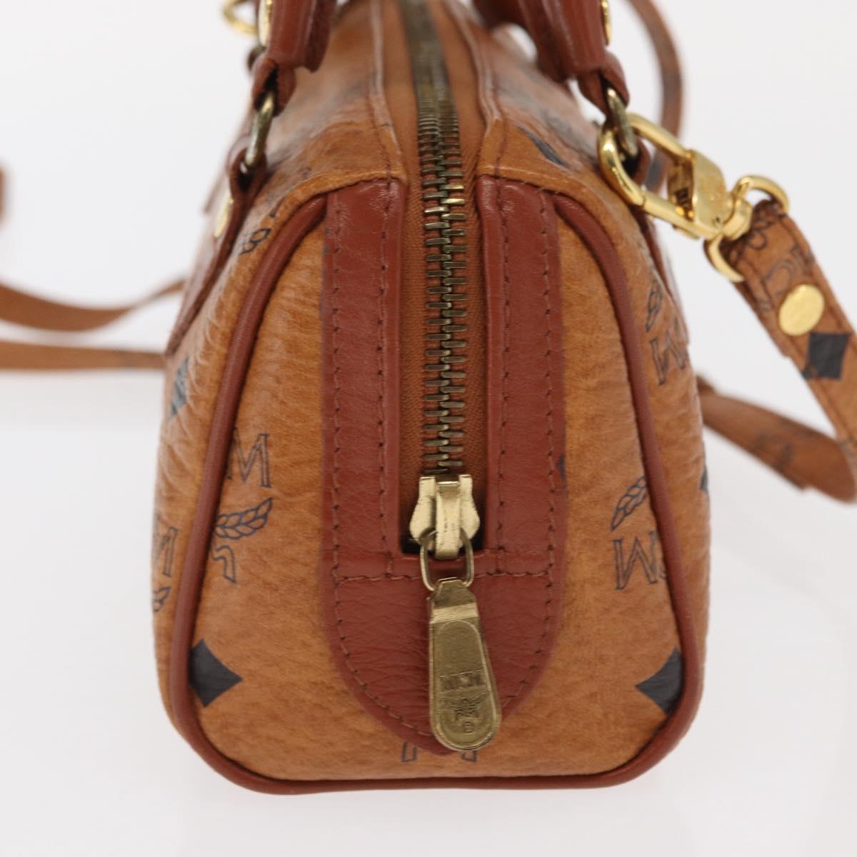 MCM Vicetos Logogram mini Hand Bag PVC Leather 2way Brown Gold Auth 157456