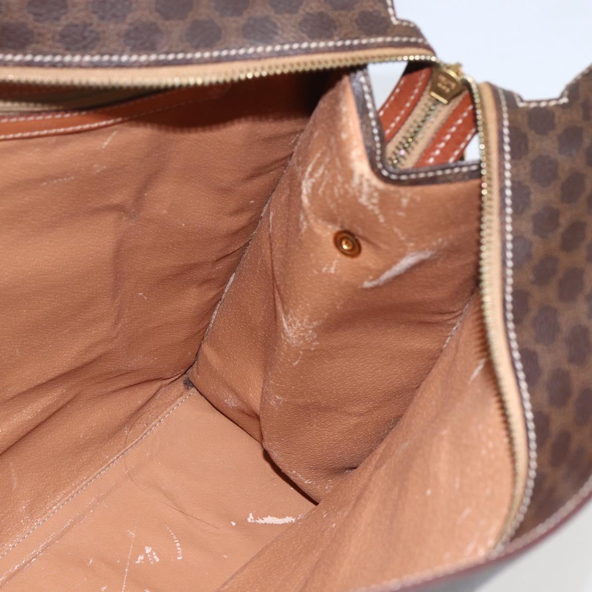 CELINE Macadam Canvas Shoulder Bag PVC Leather Brown Gold Auth 157460