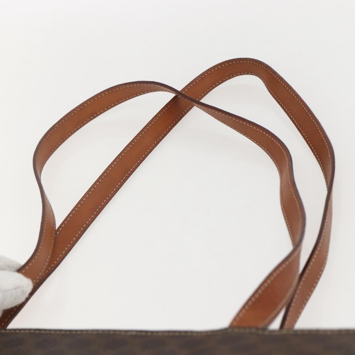 CELINE Macadam Canvas Shoulder Bag PVC Leather Brown Gold Auth 157460