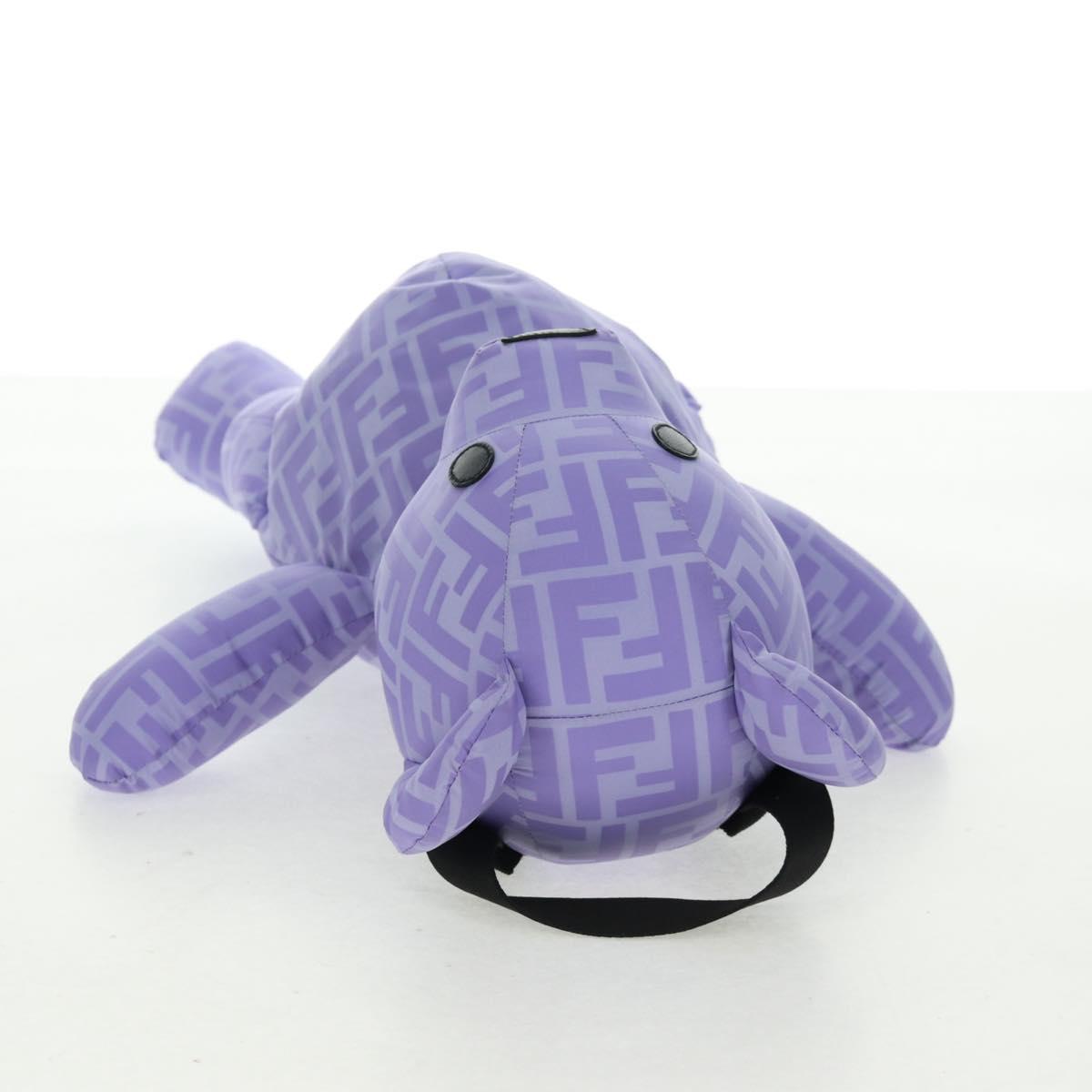 FENDI Zucca Canvas Bear Backpack Nylon Purple Silver Auth 157464SAM