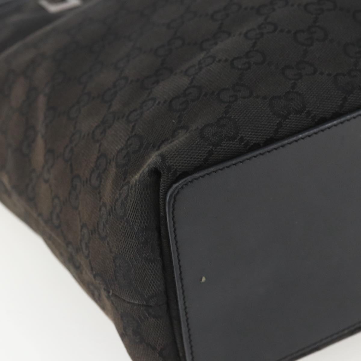 GUCCI GG Canvas Tote Bag Black Silver 31243 Auth 157468