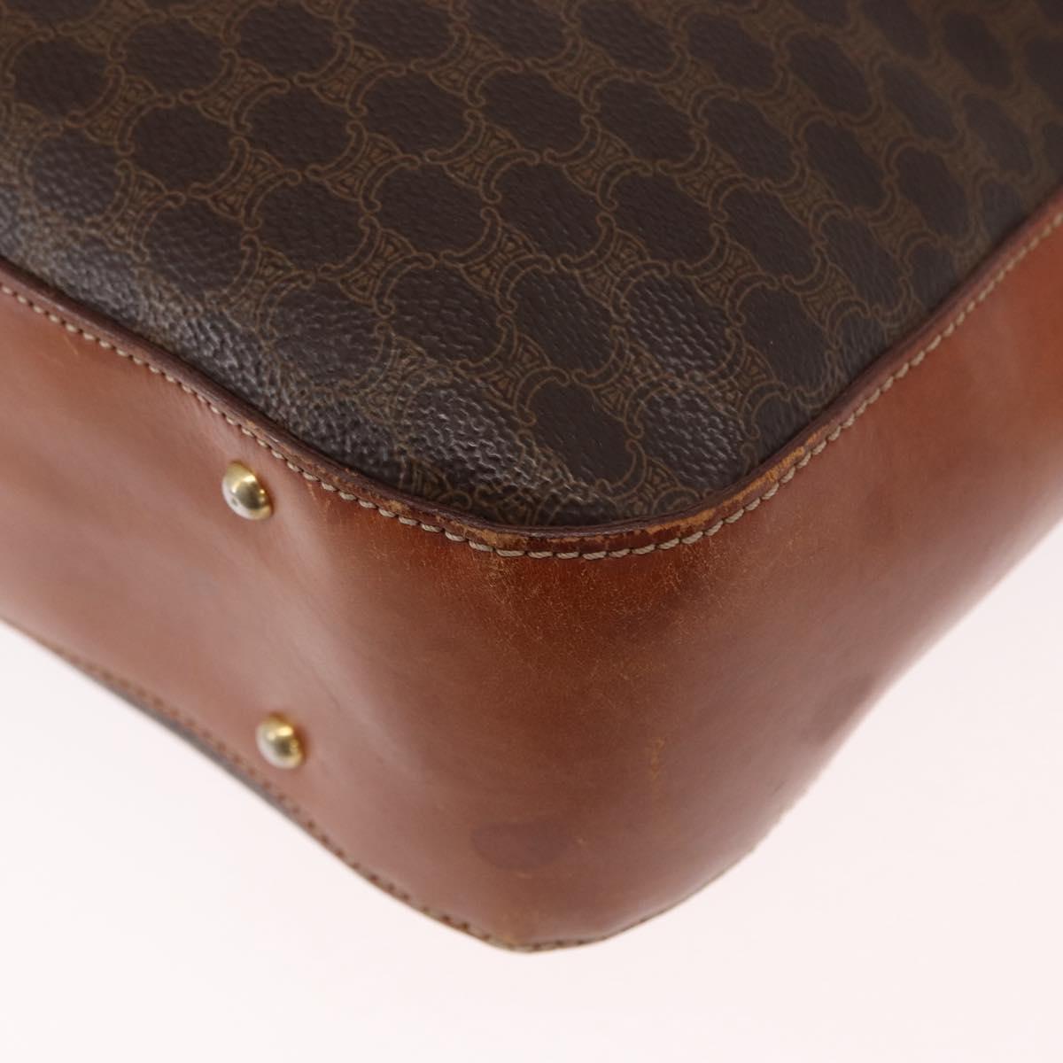 CELINE Macadam Canvas Shoulder Bag PVC Leather Brown Gold Auth 157470