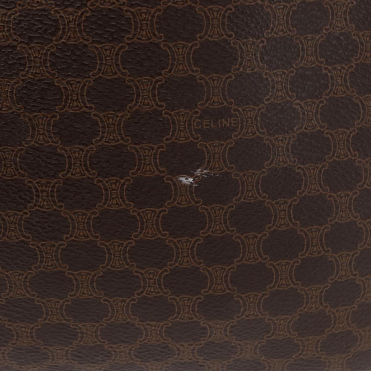 CELINE Macadam Canvas Shoulder Bag PVC Leather Brown Gold Auth 157470