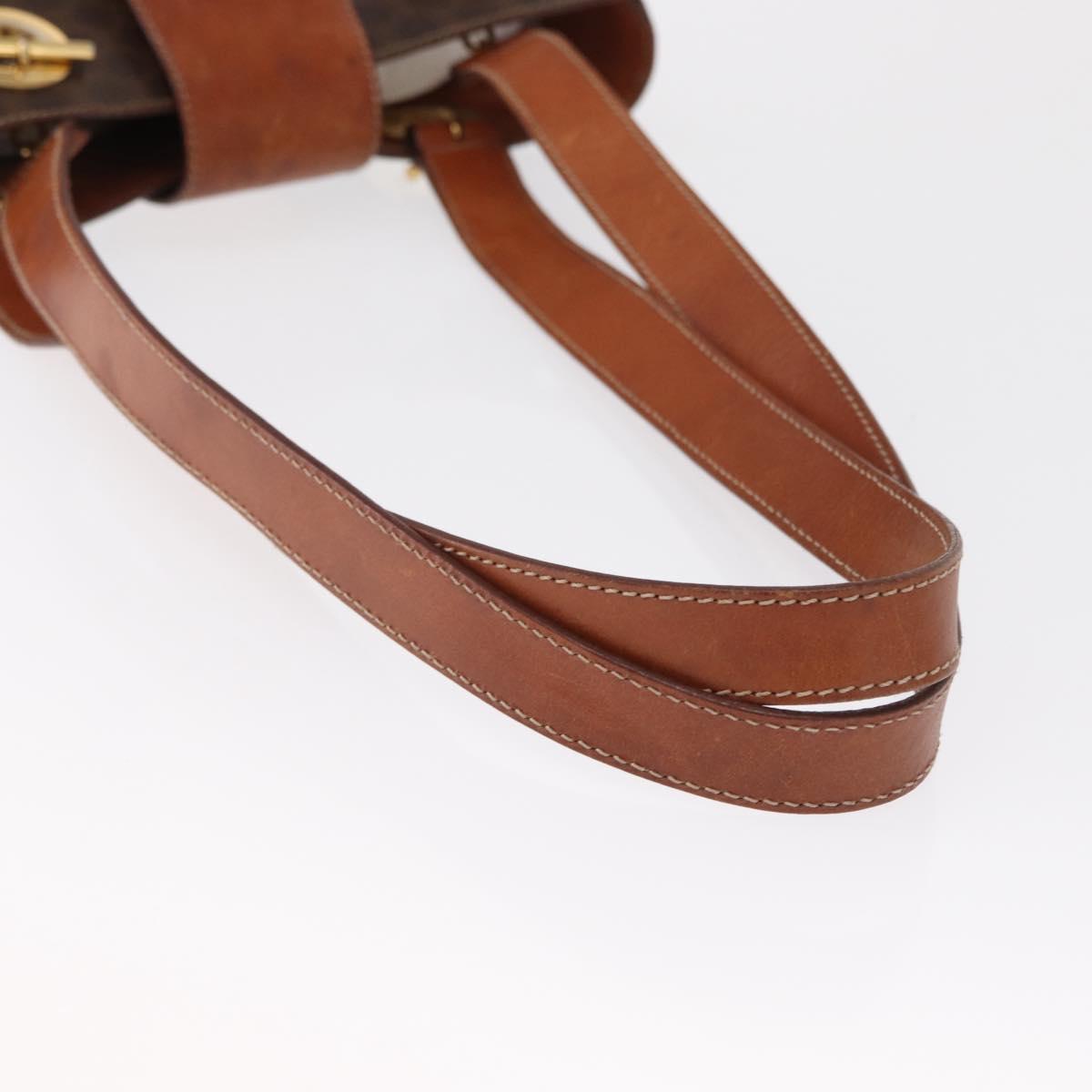 CELINE Macadam Canvas Shoulder Bag PVC Leather Brown Gold Auth 157470