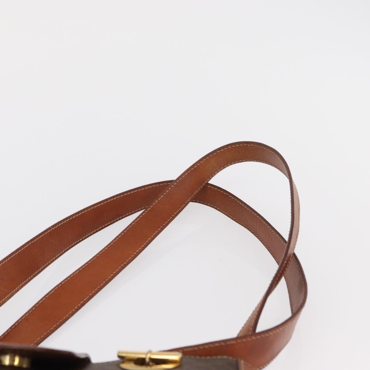 CELINE Macadam Canvas Shoulder Bag PVC Leather Brown Gold Auth 157470
