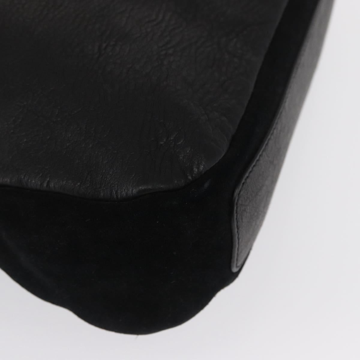 CELINE Shoulder Bag Leather Black Gold Auth 157472