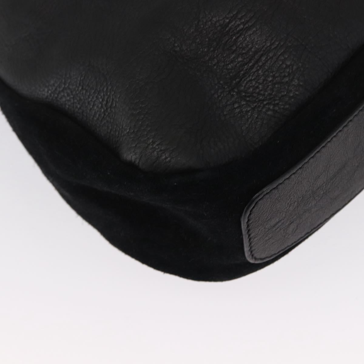 CELINE Shoulder Bag Leather Black Gold Auth 157472